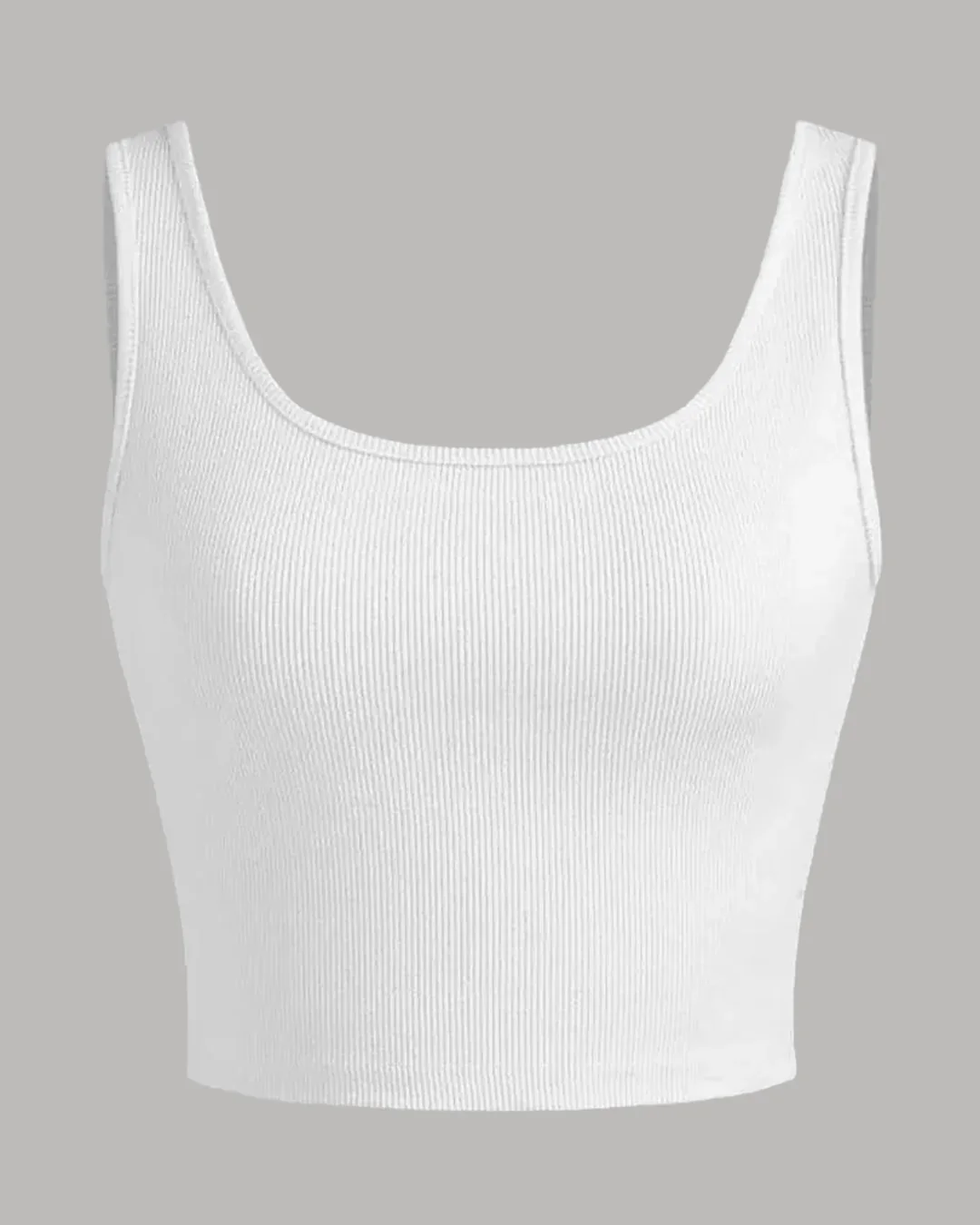 Terry Round Neck Vest & Crop Top in Chocolate & White - Image 2