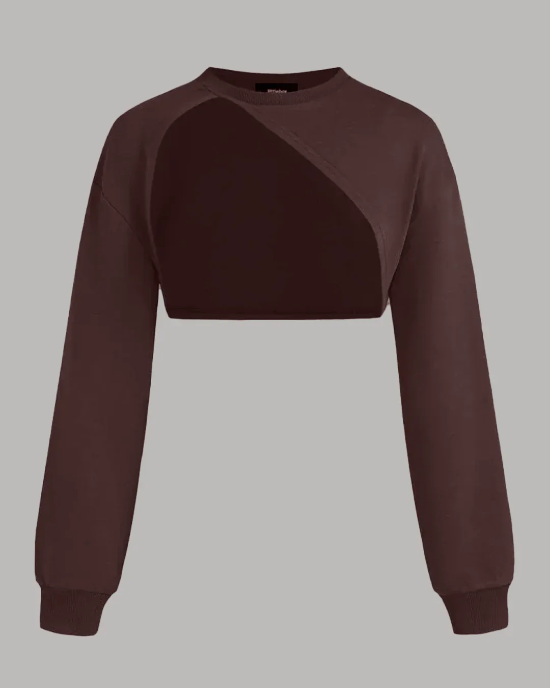 Terry Round Neck Vest & Crop Top in Chocolate & White - Image 3