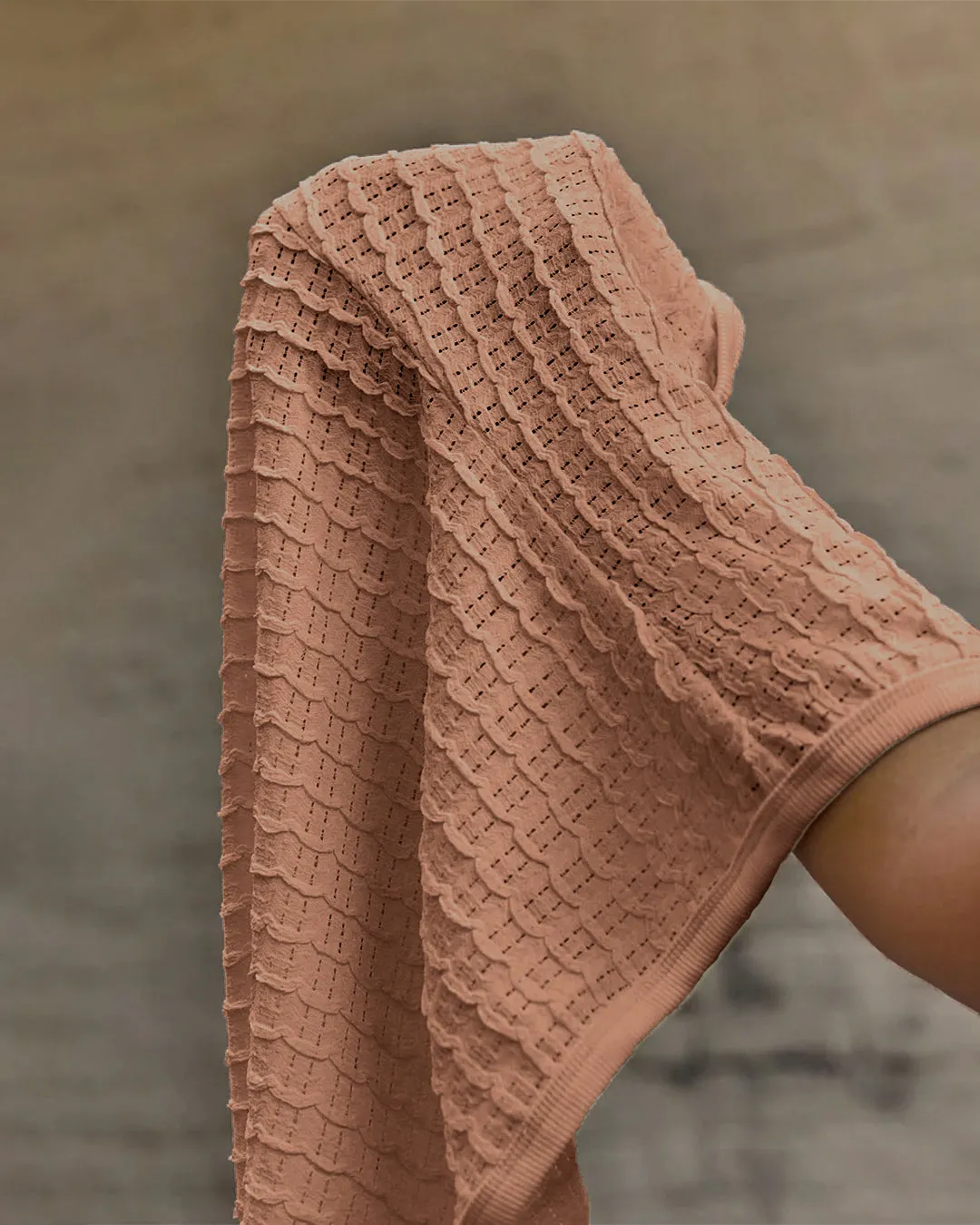 Textured Long Sleeve Dress in Biscuit Brown - Image 3