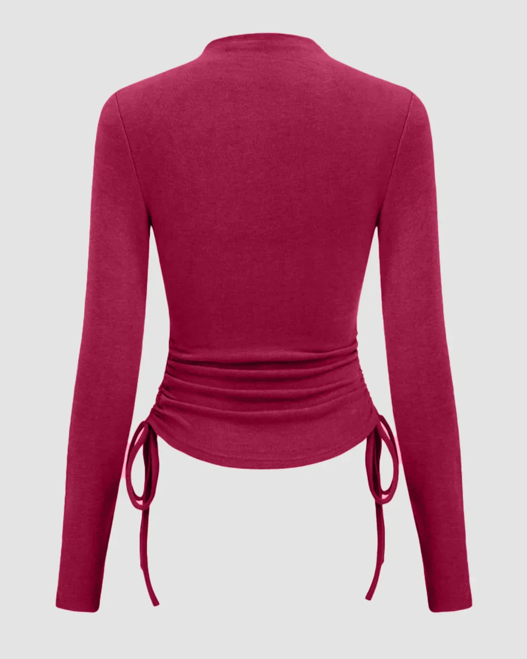 Thermal High Neck Drawstring Ruched Top in Ruby - Image 2