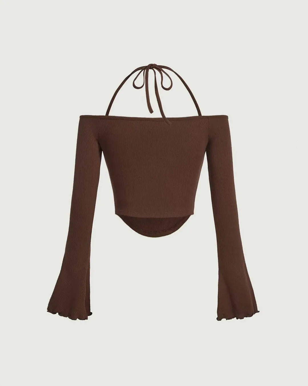 Tie Around Corset Off Shoulder Top In Chocolate Fonde - Image 2
