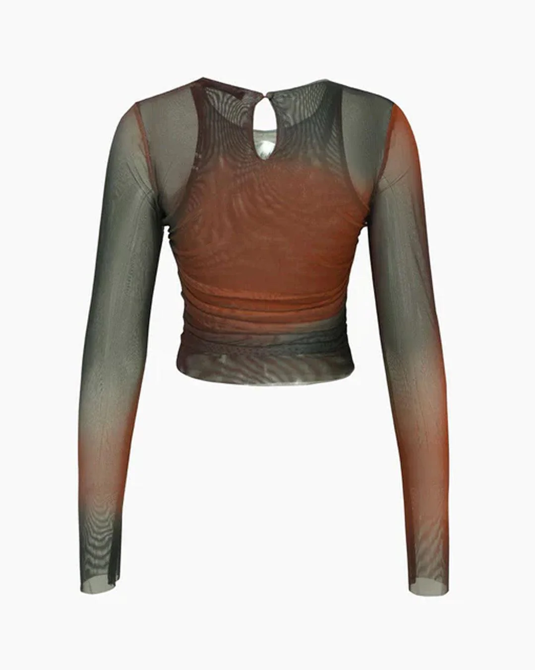 Tie Dye Sheer Mesh Long Sleeve Top - Image 2