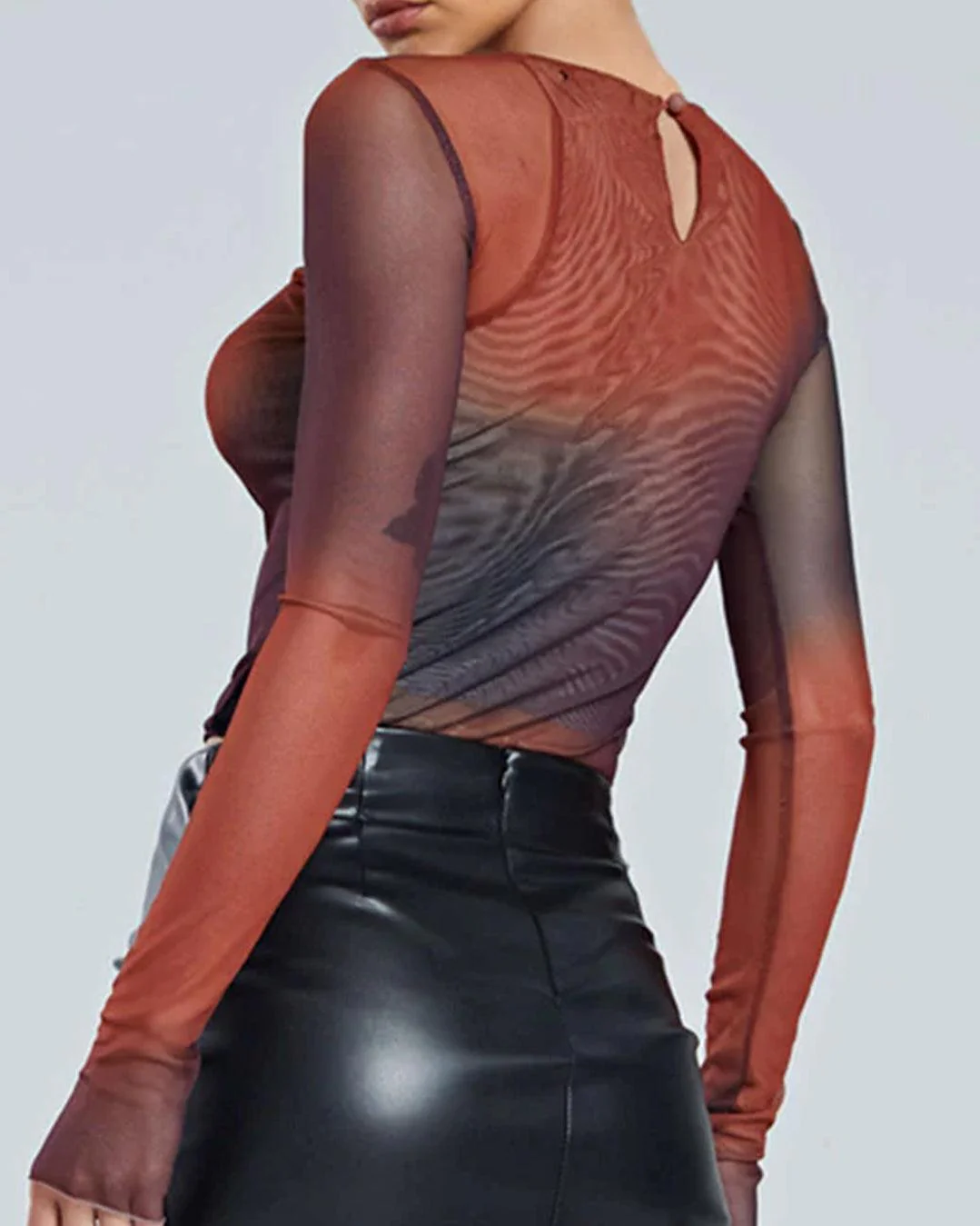 Tie Dye Sheer Mesh Long Sleeve Top - Image 4