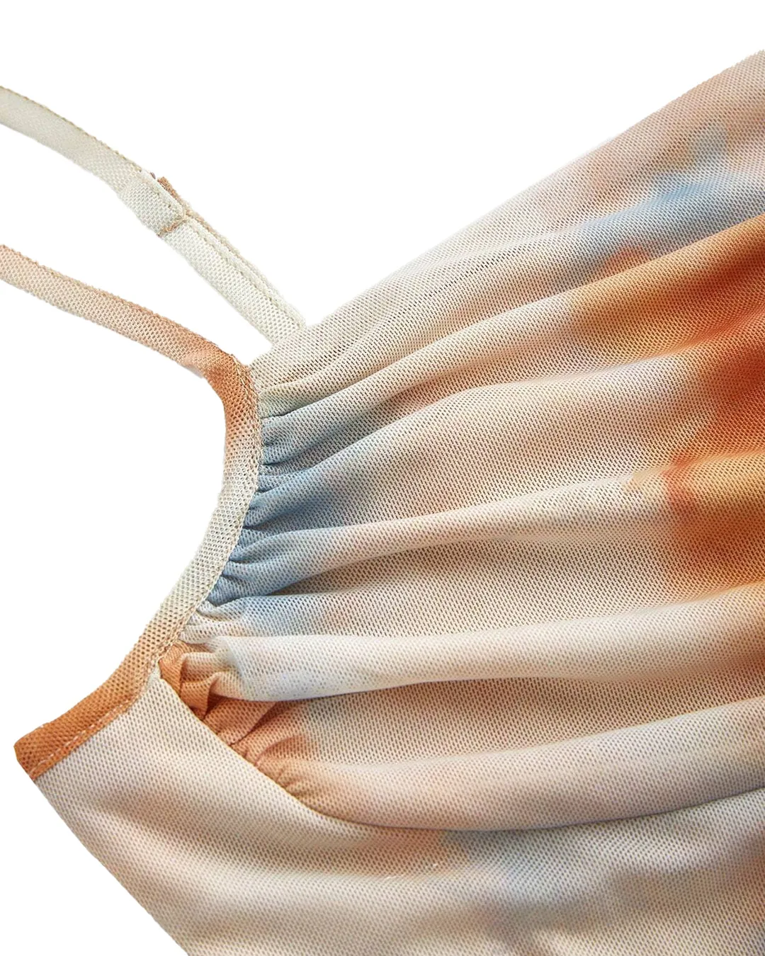 Tie-Dye Vintage Slip Pleated Bust Asymmetrical Fall Dress - Image 3