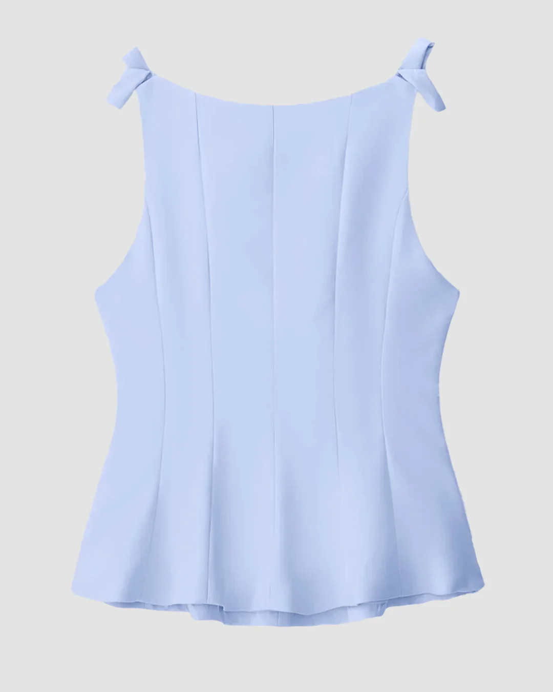 Round Neck Sleeveless Panelled Peplum Style Top in Blue - Image 2