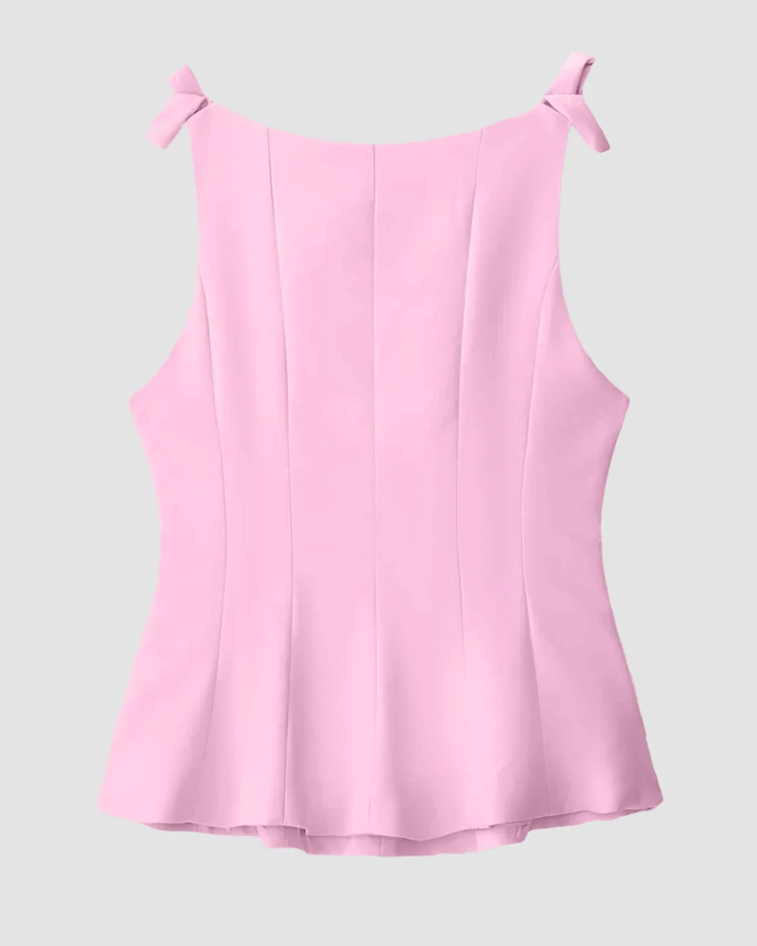 Tie-Shoulder Fitted Top in Powder Pink - Image 3