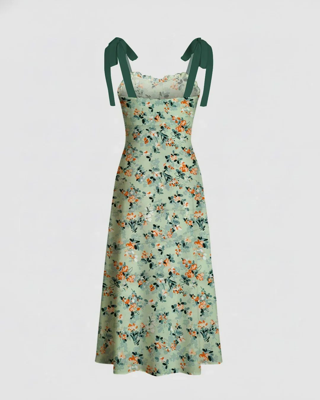 Tie Shoulder Floral Fit & Flare Slit Midi Dress - Image 2