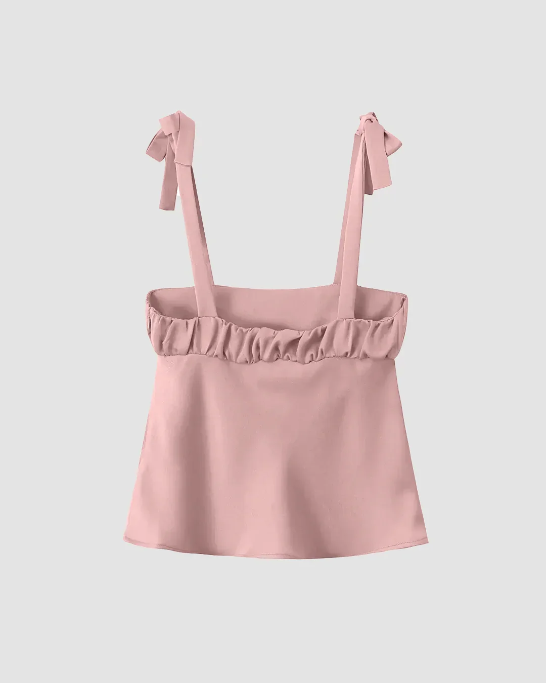 Tie Strap Ruffle Front Cami Top in Rose Pink - Image 2