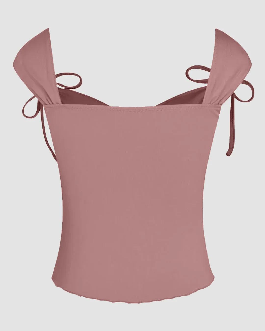 Tie Strap Sweetheart Neck Sleeveless Top in Dusty Pink - Image 2