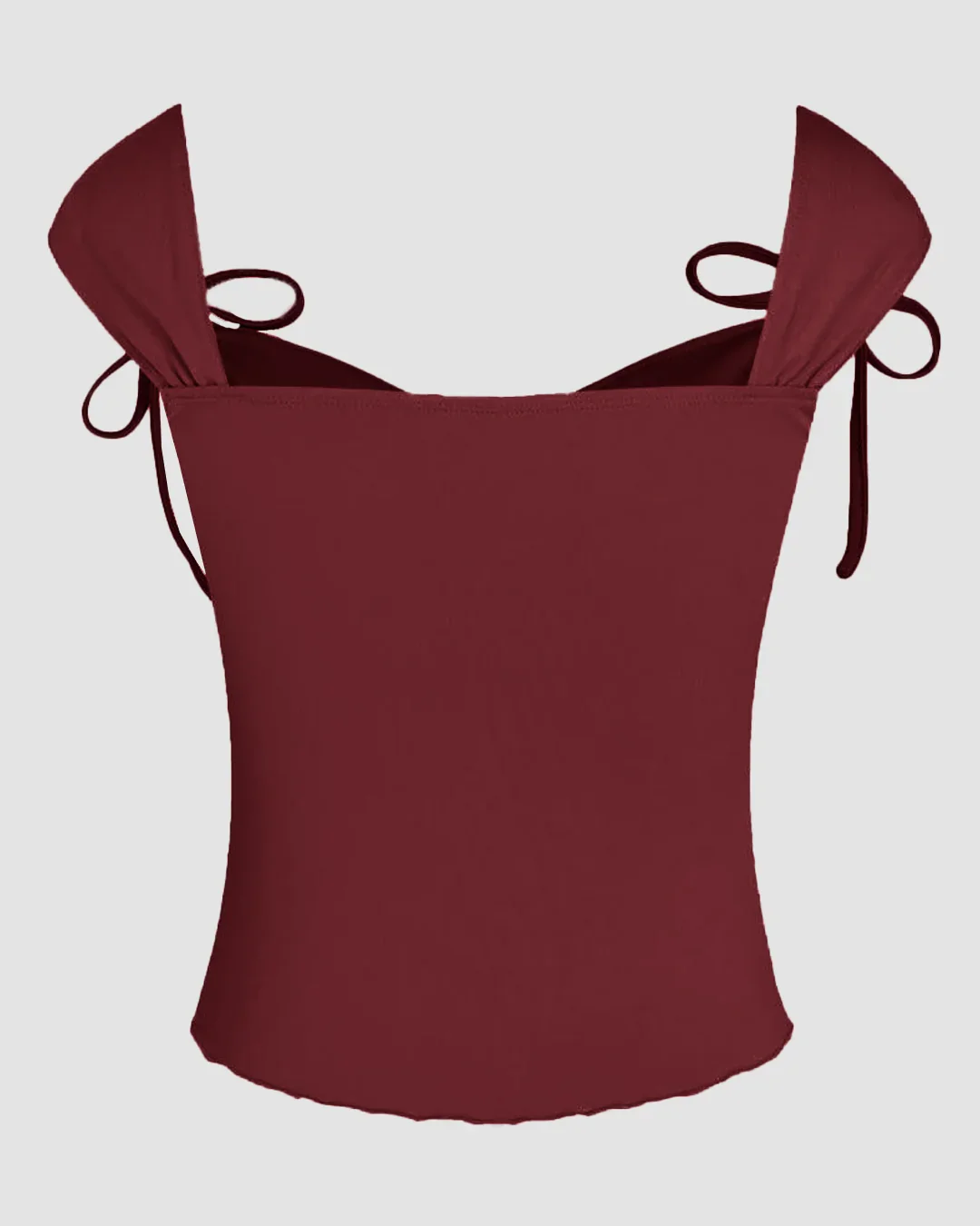 Party Sweetheart Neck Tie Strap Sleeveless Top in Maroon - Image 2