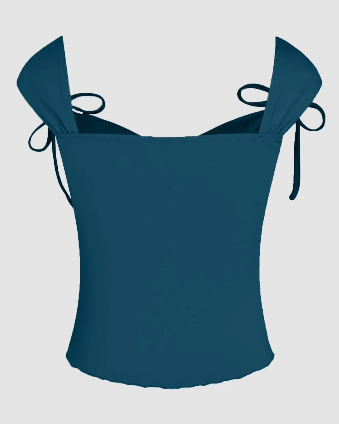 Tie Strap Sweetheart Neck Sleeveless Top in Teal Blue - Image 2