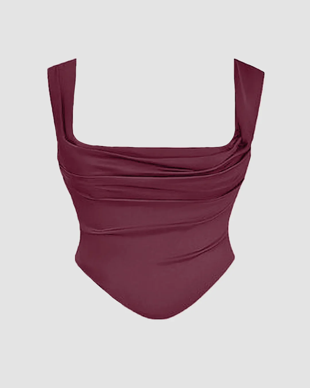 Tied Back Corset Top & Slit Skirt Coord Set In Maroon - Image 4
