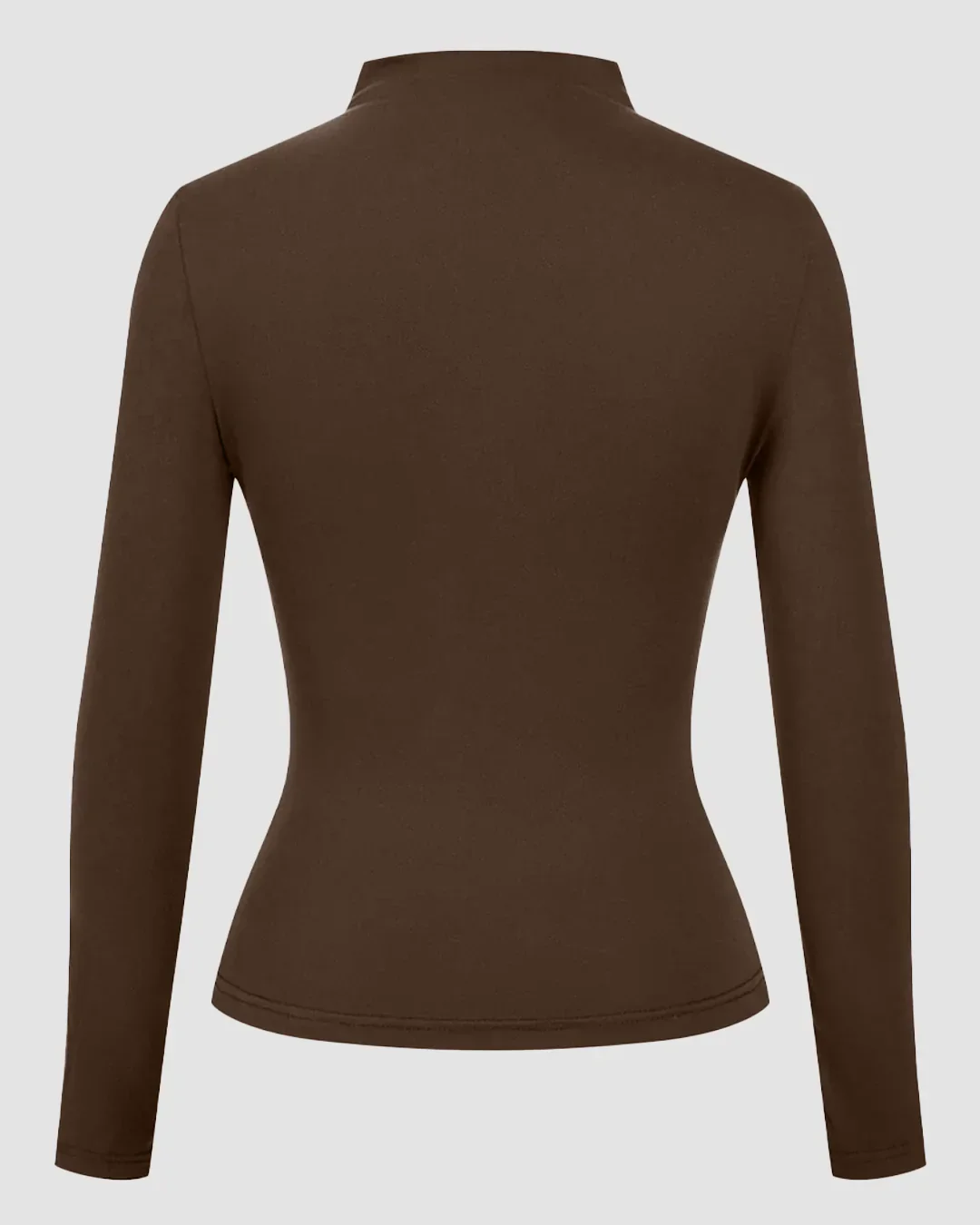 Turtle Neck Fitted Full Sleeve Top in Brown - Image 2