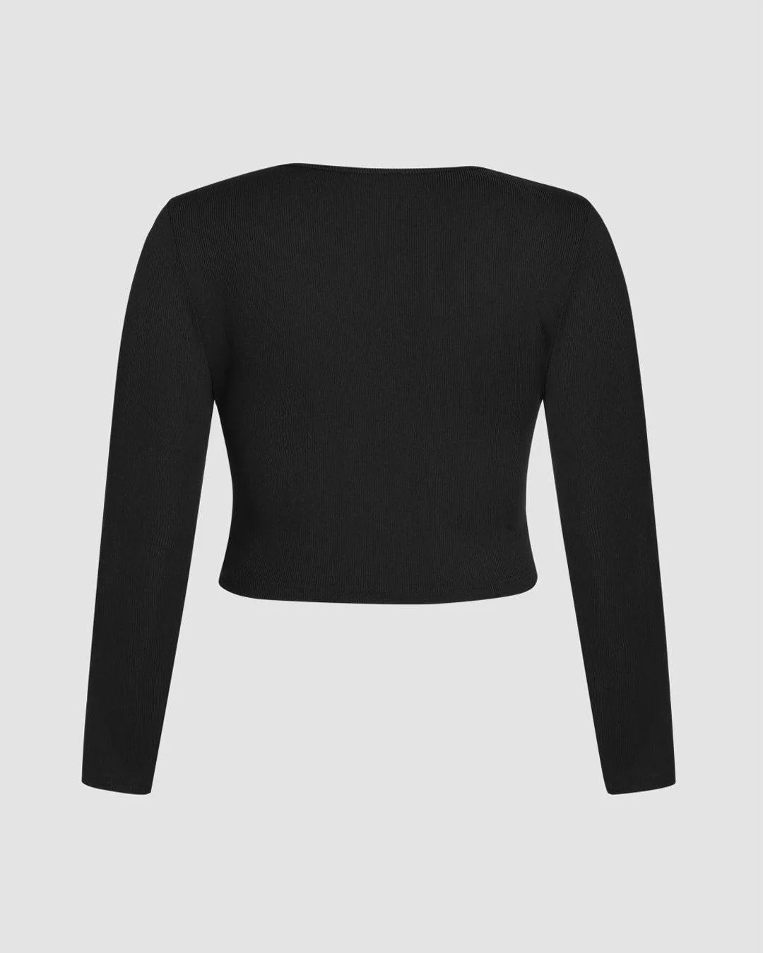 Twist V-neck Knit Crop Top Curve & Plus In Black - Image 4