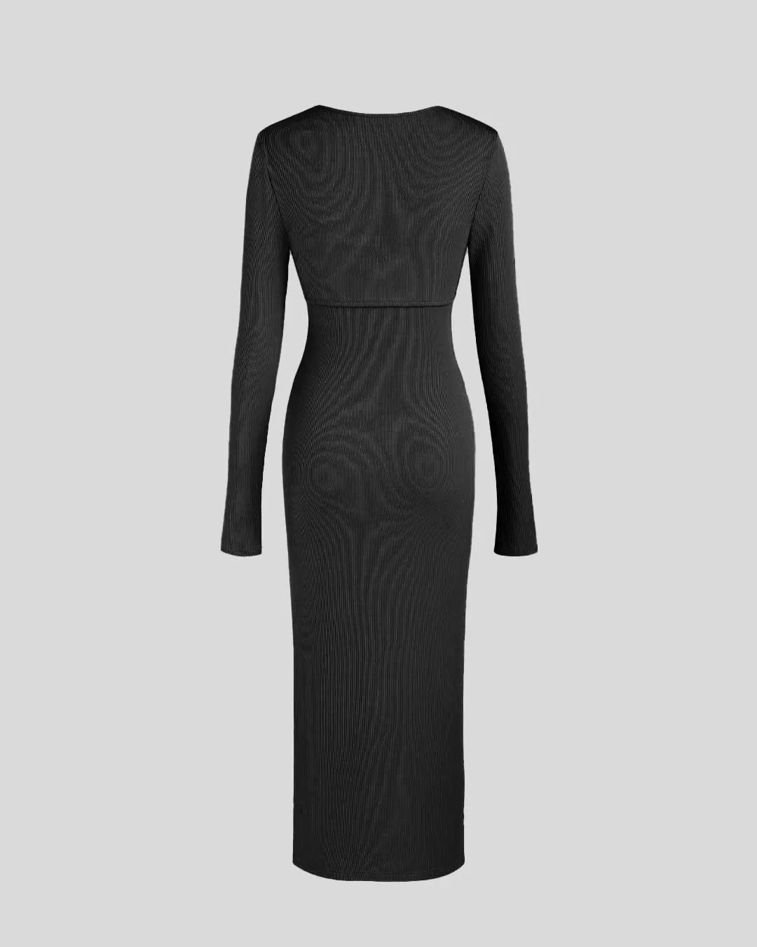 Two Piece Elegant Bodycon Dress With Shrug In Black - Image 2