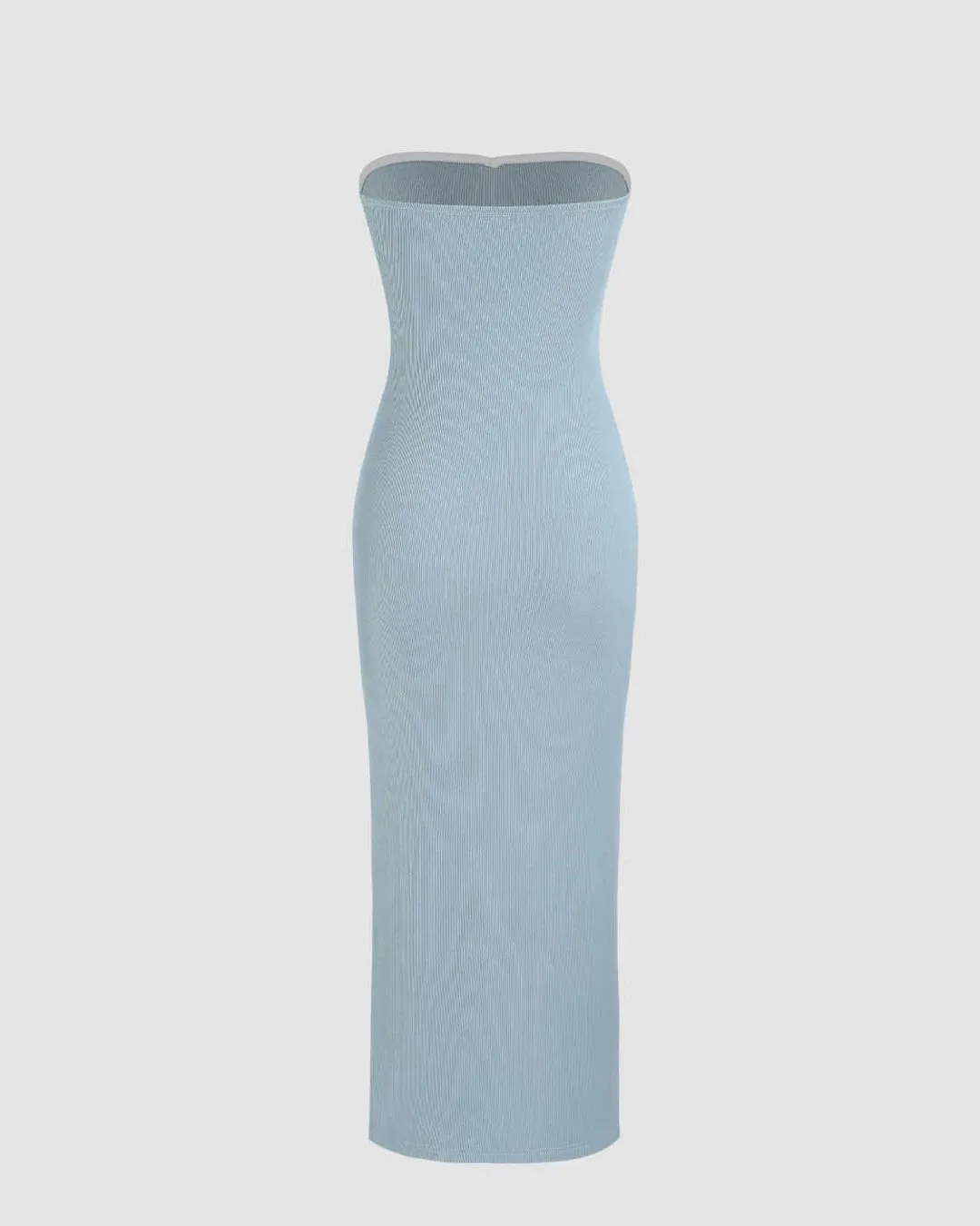 Two Piece Elegant Bodycon Dress With Shrug In Dusty Blue - Image 2