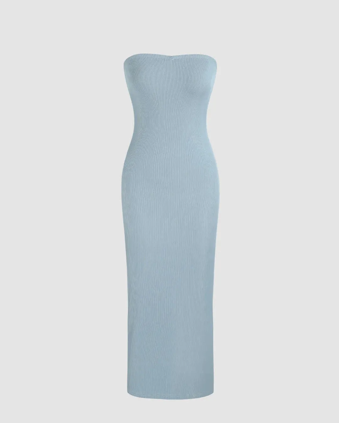 Two Piece Elegant Bodycon Dress With Shrug In Dusty Blue - Image 3