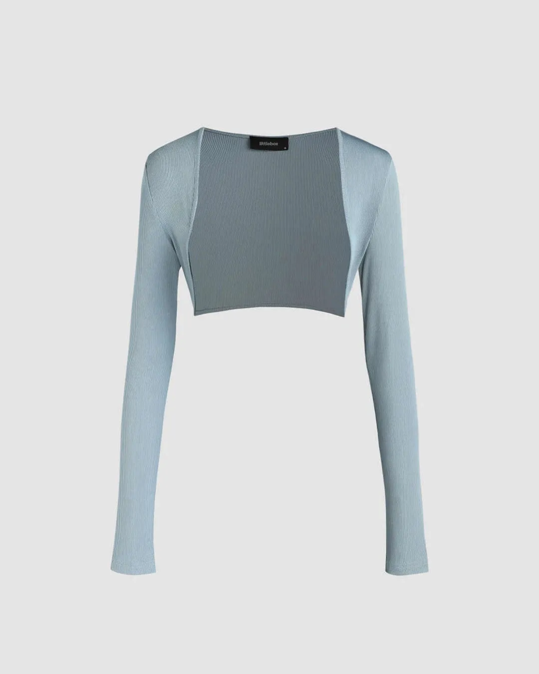 Two Piece Elegant Bodycon Dress With Shrug In Dusty Blue - Image 5