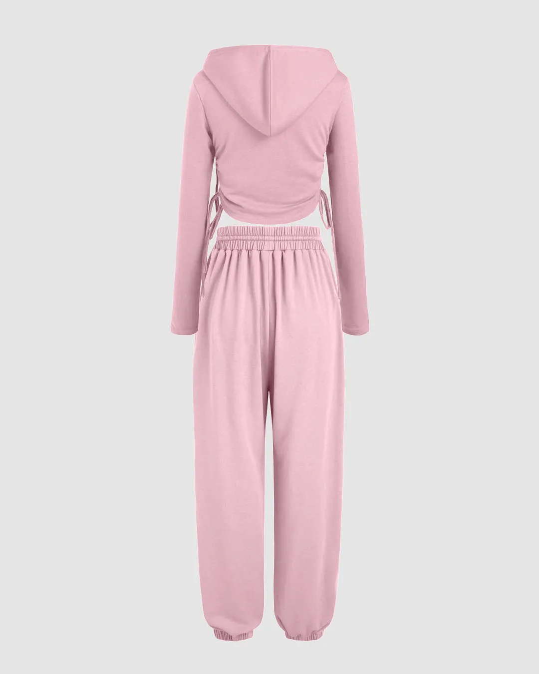 Two Piece Fall Travel Vacation Trendy Loungewear Set In Baby Pink - Image 2