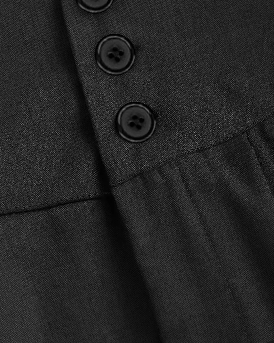 High Rise Button Front Wide Leg Pants in Black - Image 3