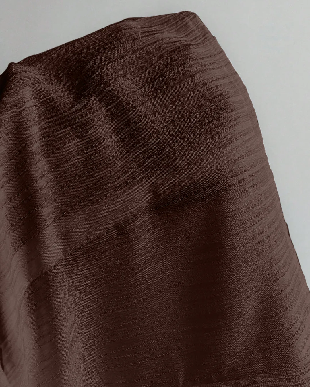 V-Neck Collared Waist Cinched Textured Short Sleeve Shirt in Coca - Image 3