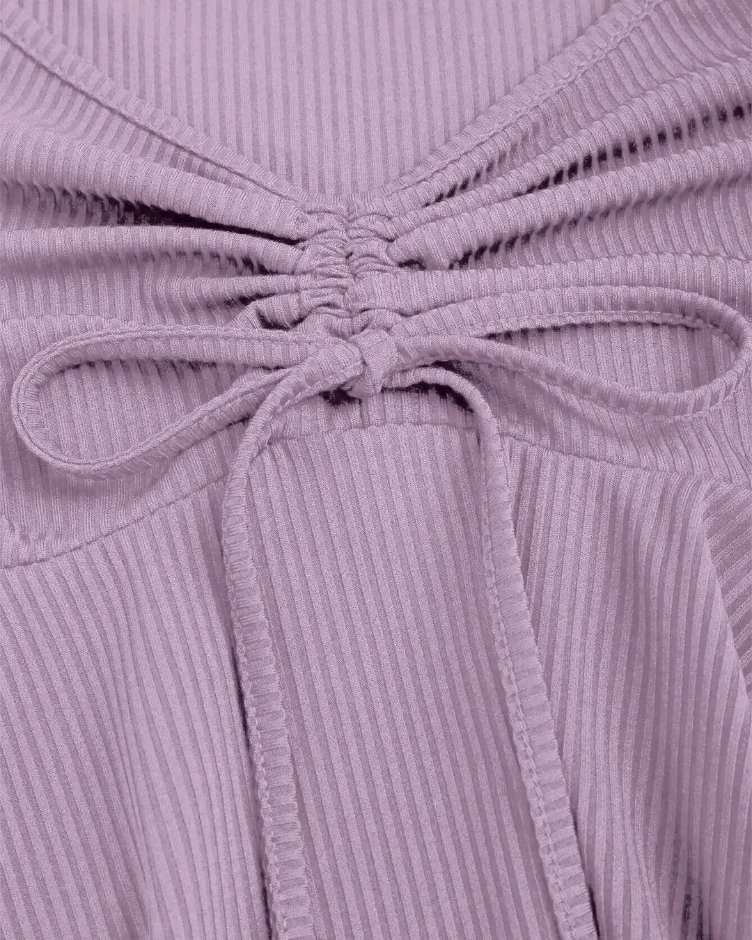 Casual Square Neck Tie-Up Flared Long Sleeve Top in Purple - Image 4