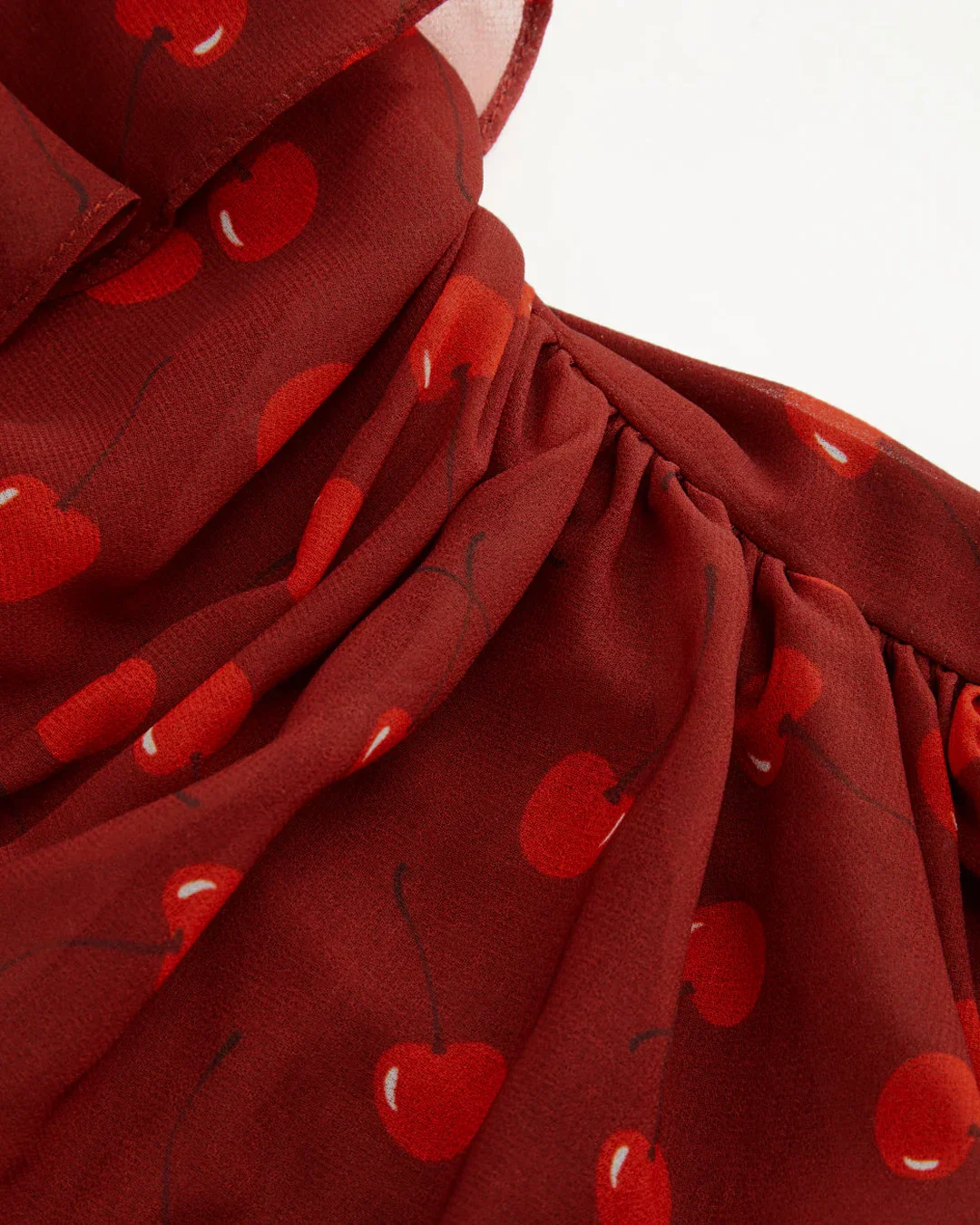 V-Neck Fit & Flare Cherry Print Sleeveless Mini Dress in Red - Image 4