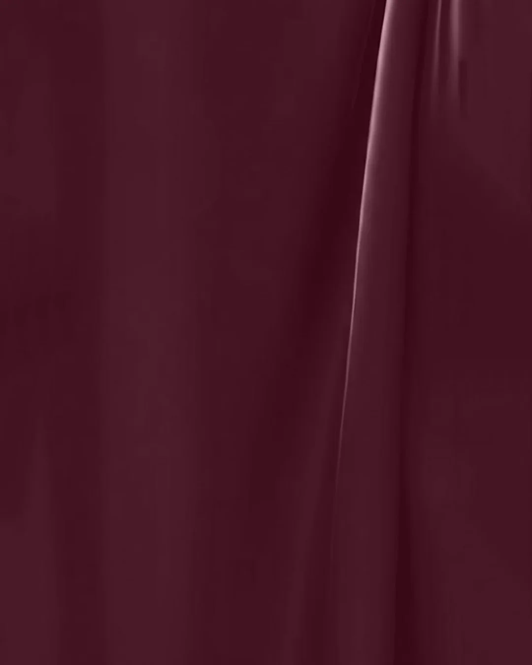 V-Neck Flared Hem Short Sleeve Frilled Waist Midi Satin Dress in Maroon - Image 3