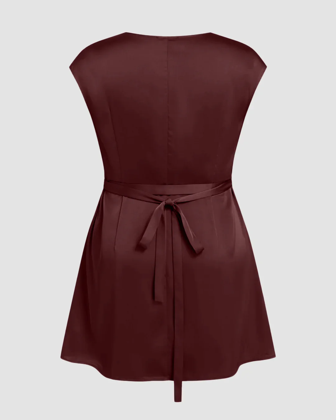 V-Neck Ruched Mini Dress Curve and Plus in Maroon - Image 3