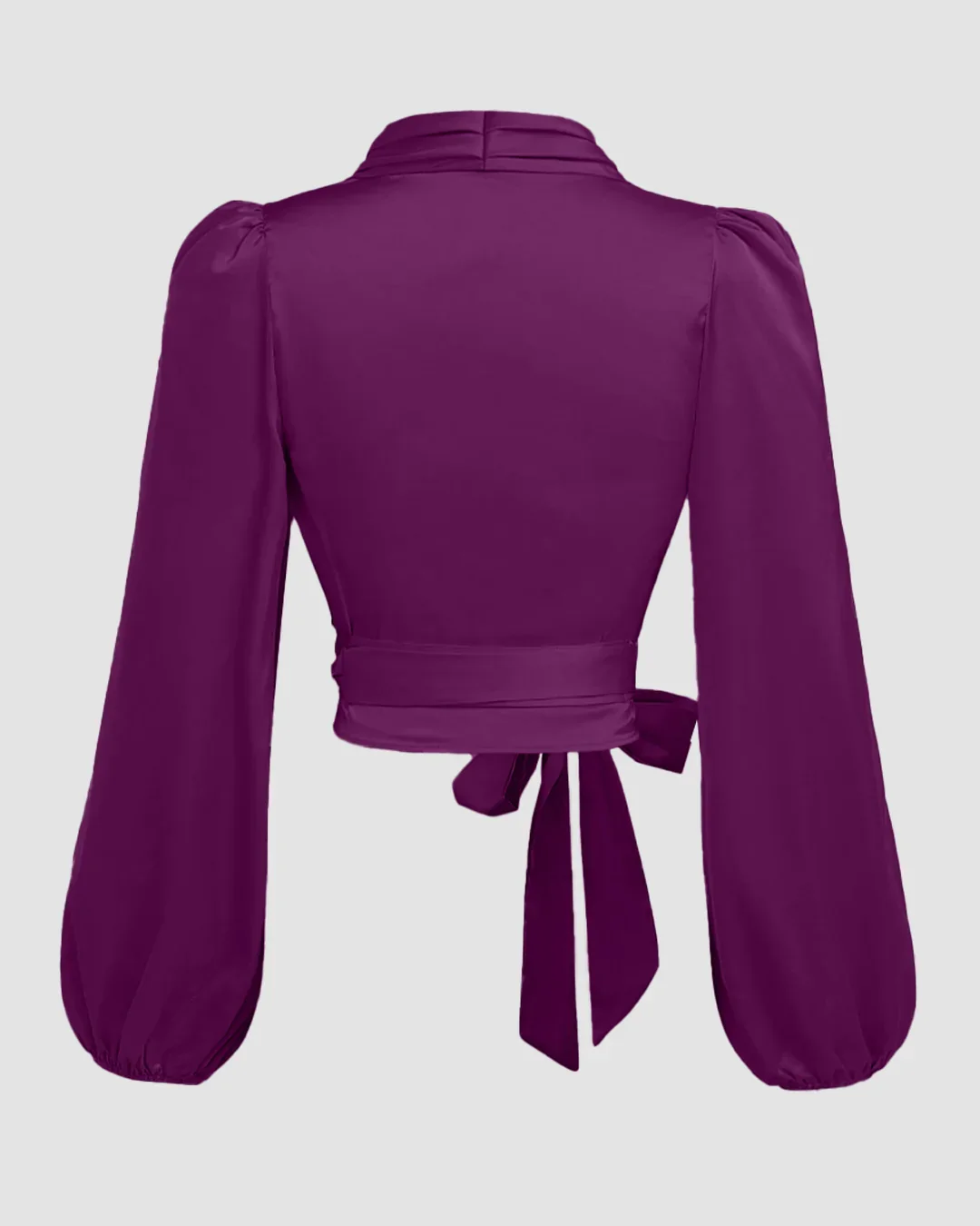 V-Neck Slim Fit Wrap Hem Solid Batwing Sleeve Short Sleeve in Glittery wine - Image 2