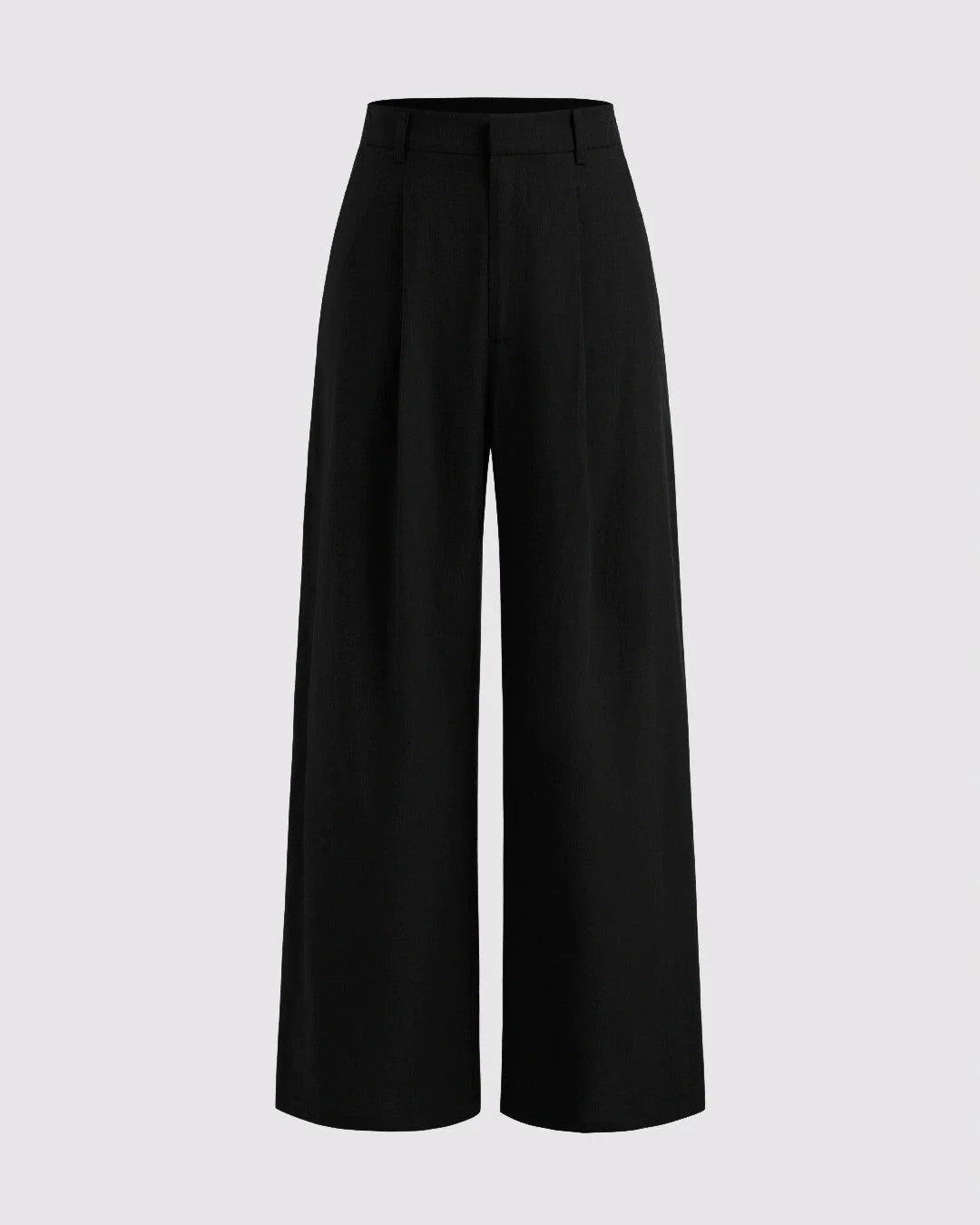 V-neck Solid Button Vest & Mid Rise Pocket Wide Leg Trousers In Black - Image 4