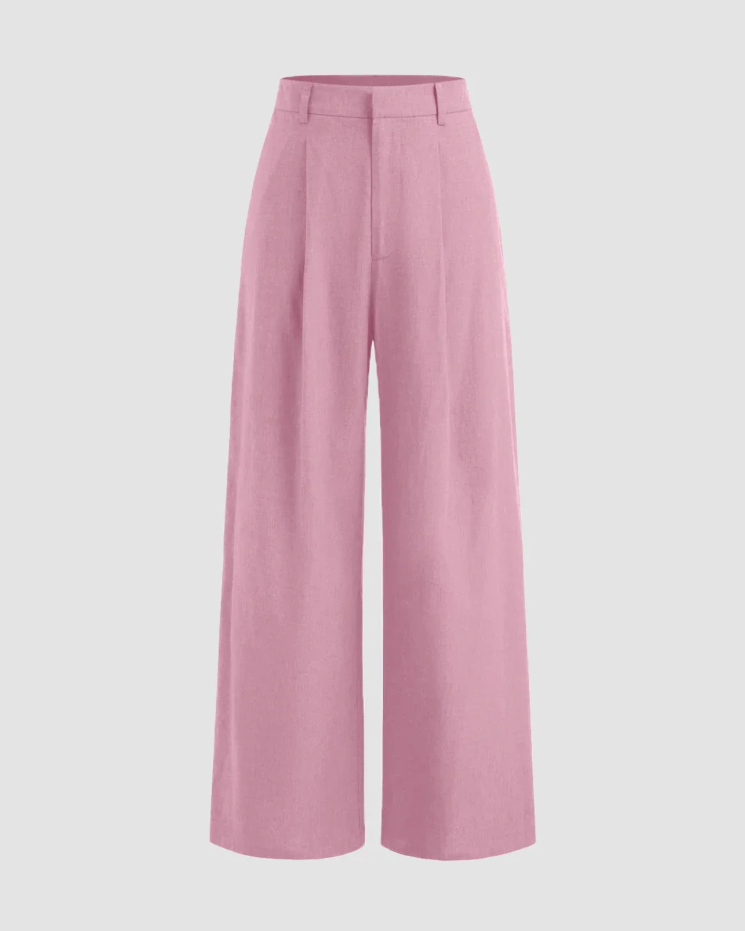 V-neck Solid Button Vest & Mid Rise Pocket Wide Leg Trousers In Dark Pink - Image 4