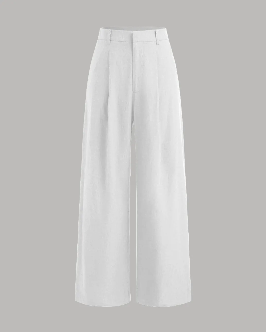 V-neck Solid Button Vest & Mid Rise Pocket Wide Leg Trousers In White - Image 4