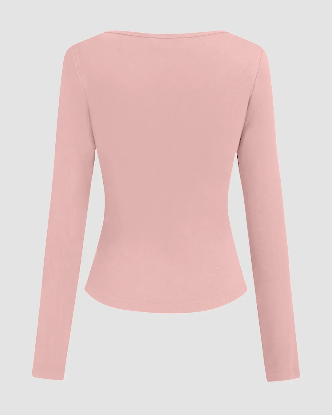 V-neck Solid Ruched Draped Cinched Waist Long Sleeve Top in Rose - Image 2