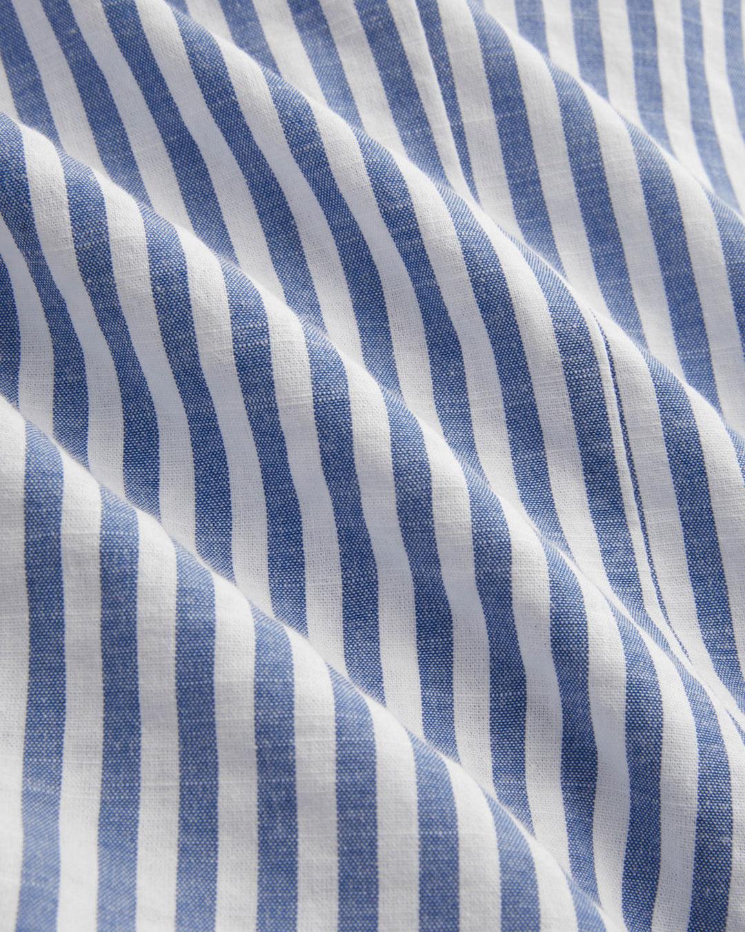 Casual V Neck Bell Sleeve Striped Knot Top in Blue and White - Image 4