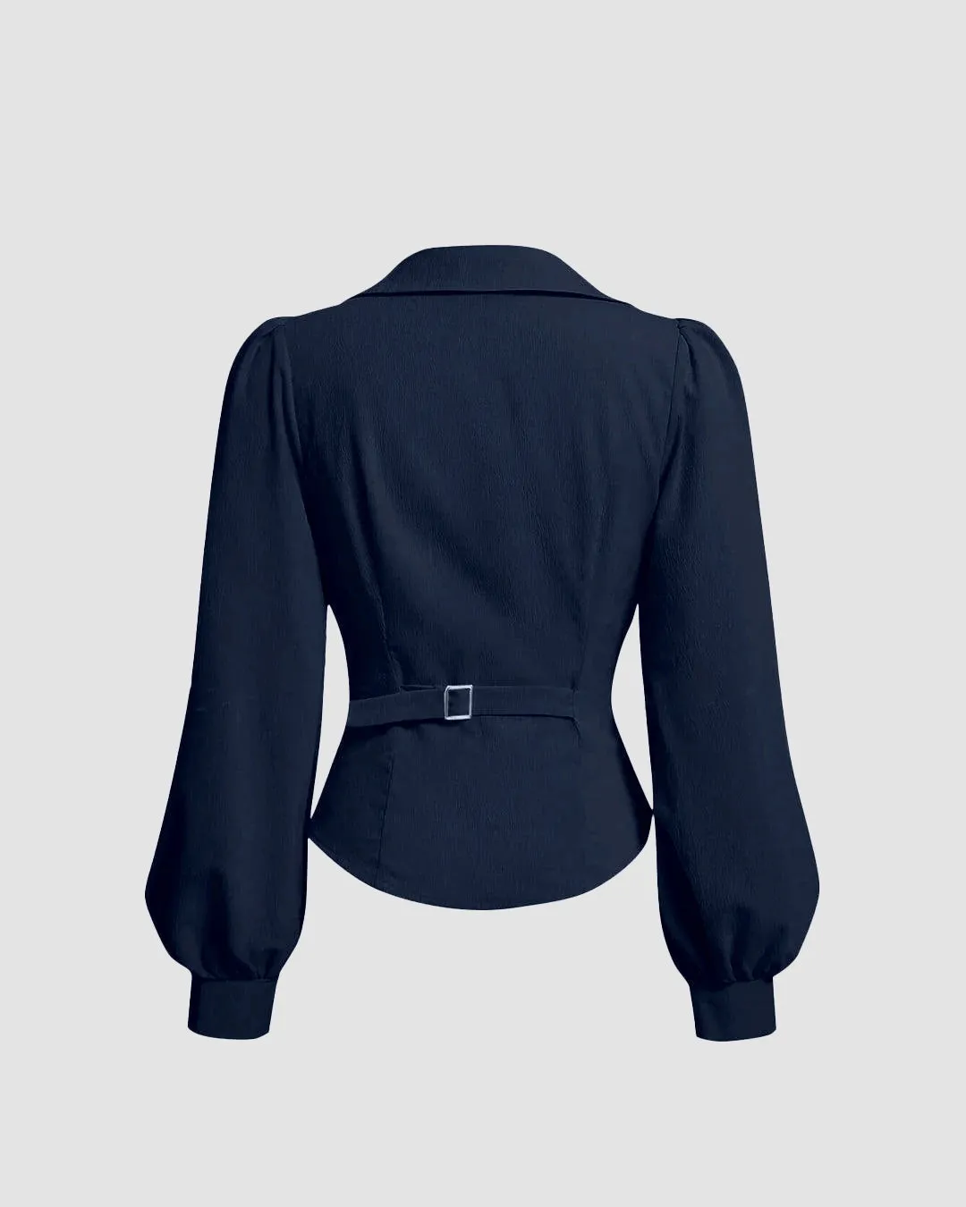 Formal Collared Neck Wrap Style Full Sleeve Shirt in Navy Blue - Image 3