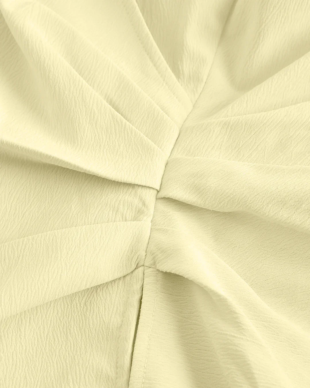 Long Sleeve V Neck Wrap Style Solid Top in Yellow - Image 4