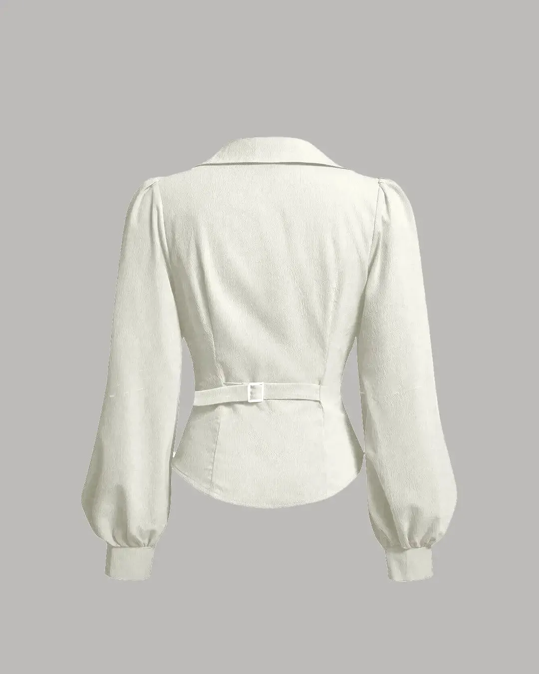 Formal Collared Neck Wrap Style Full Sleeve Shirt in White - Image 3