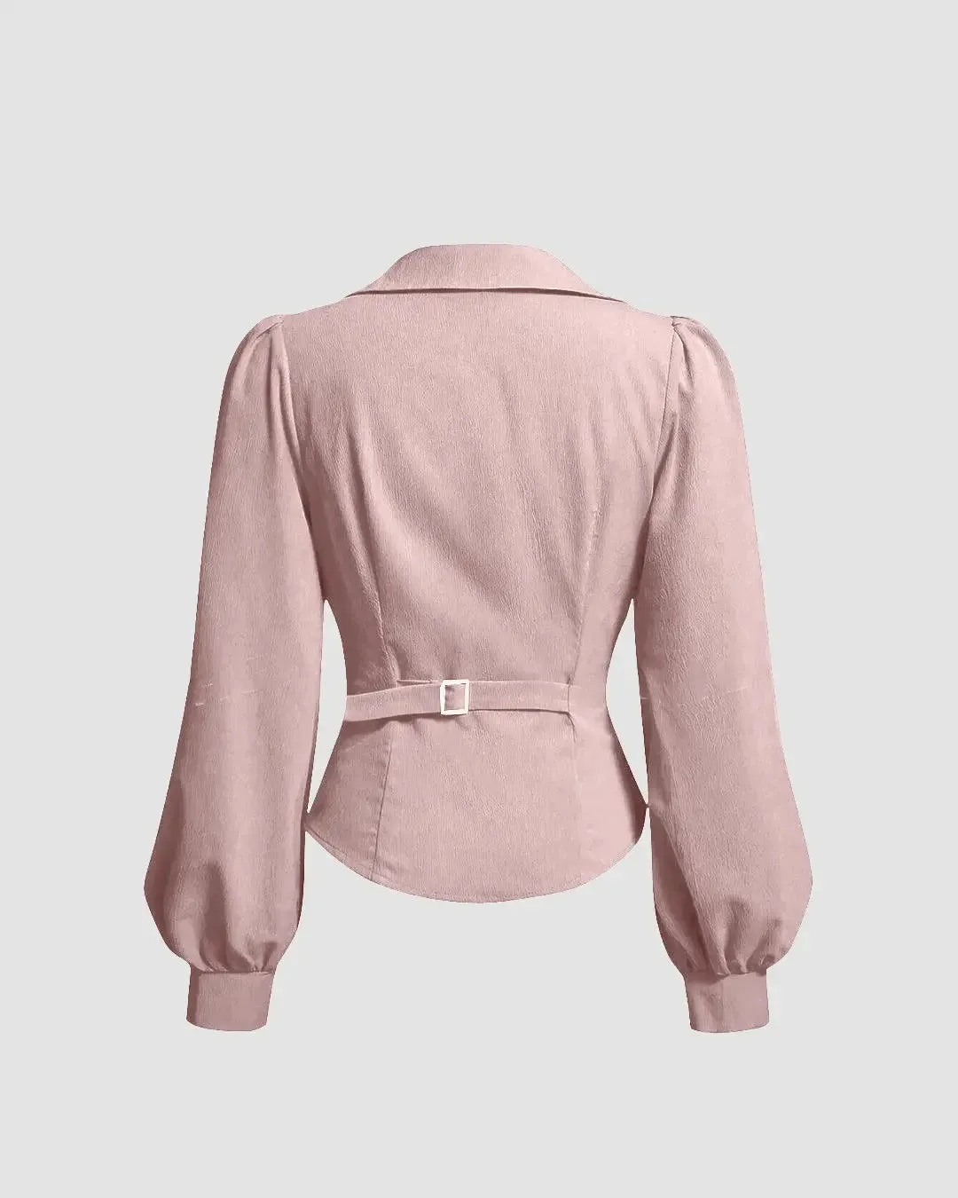 Wrap Style Collared Neck Full Sleeve Shirt in Pink - Image 3