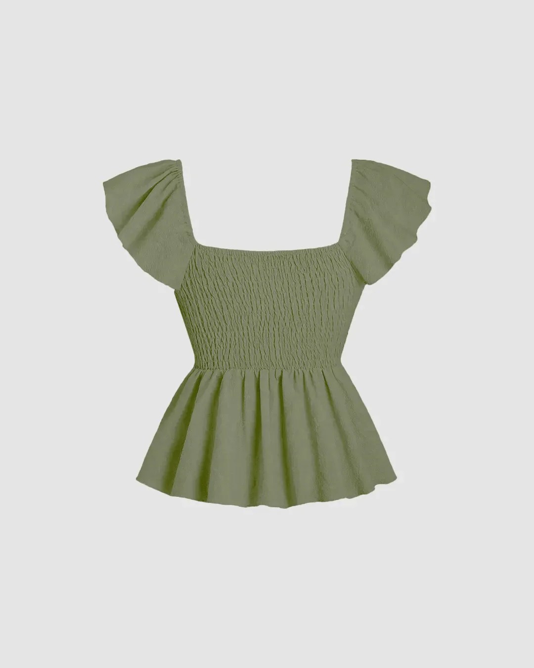 V-Neckline Front Knot Y2K Outfit In Herbal Green - Image 2
