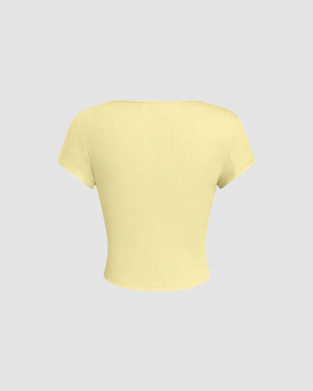 Vanilla Fitted Top with Sheer Neckline Detail - Image 2