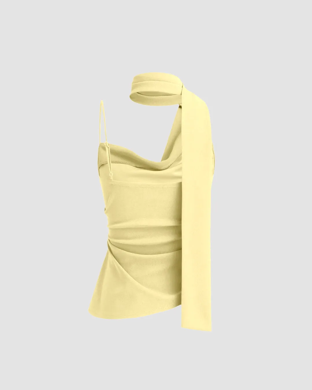 Vanilla One-Shoulder Draped Scarf Top - Image 3
