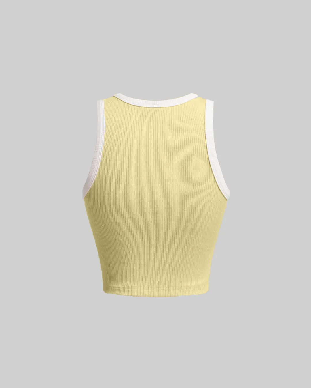 Vanilla Ribbed Tank Top with White Trim - Image 3