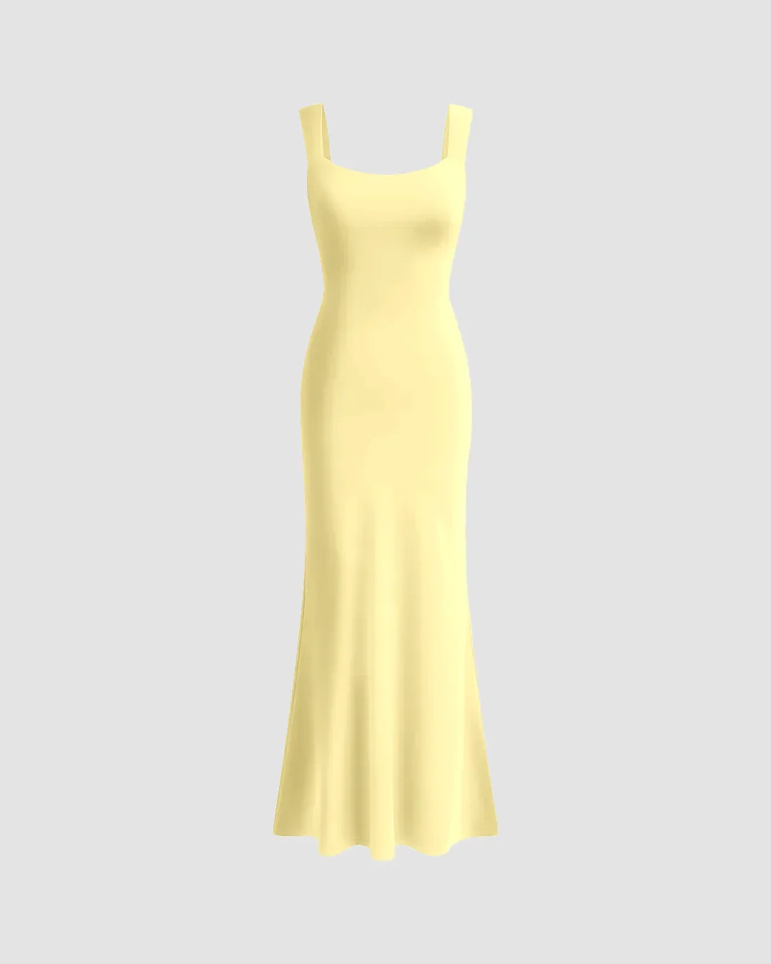 Square Neck Bodycon Maxi Dress in Vanilla - Image 2