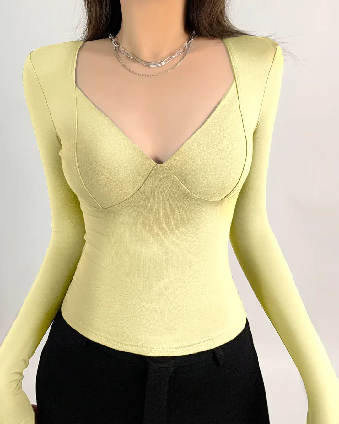 Vanilla V-Neck Long Sleeve Top - Image 2