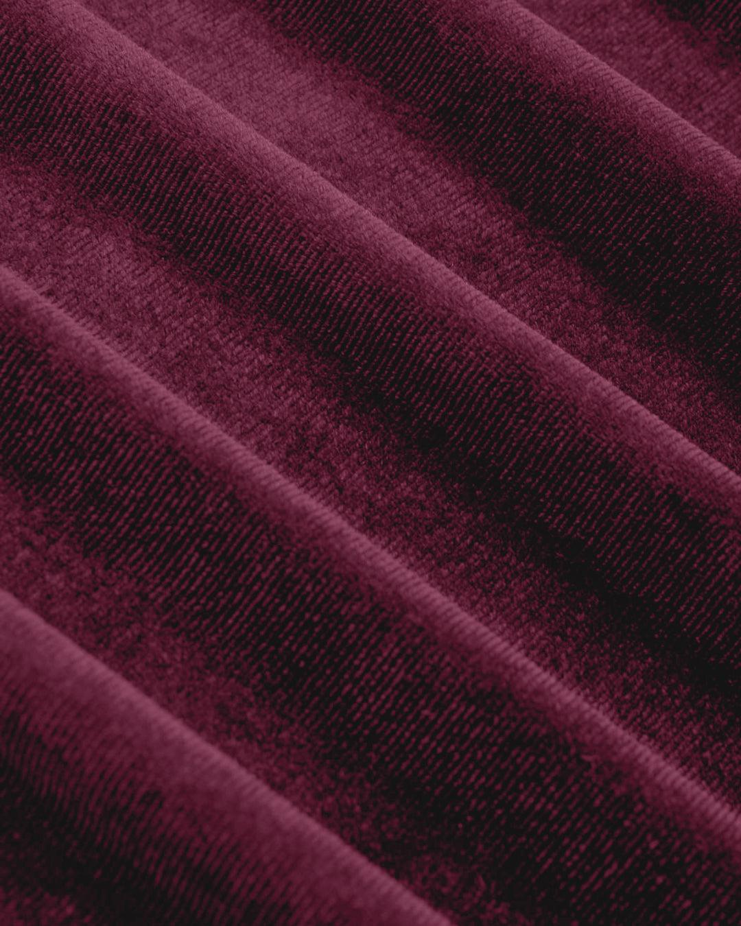 Velvet Cowl Neck Solid Ruffle Maxi Dress In Wine - Image 3