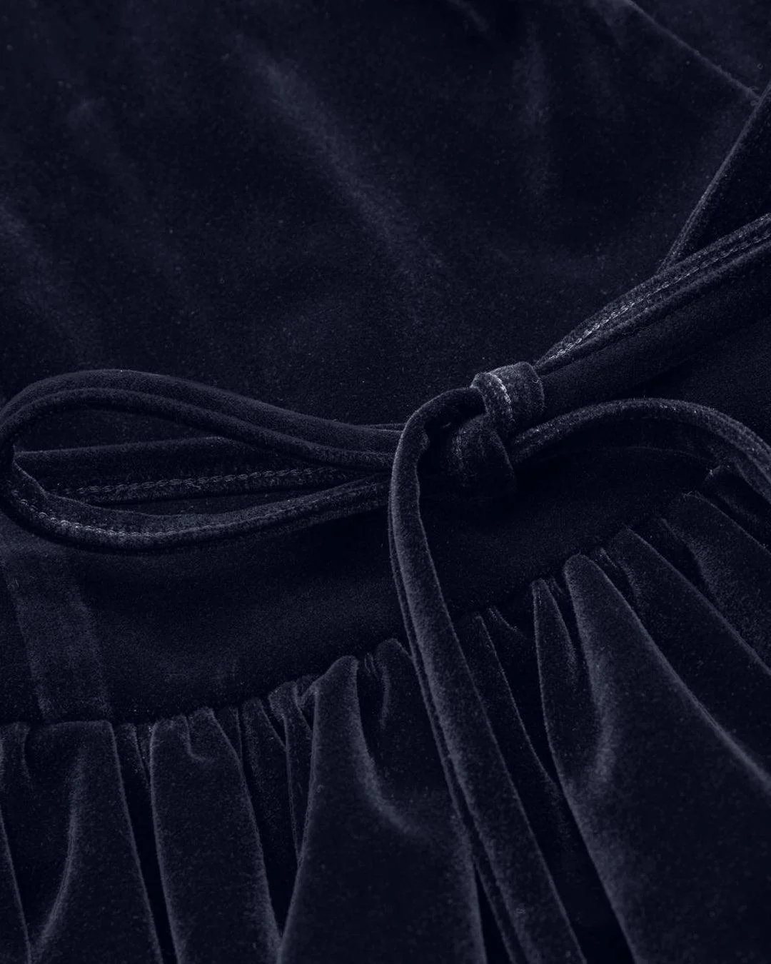 Velvet Square Neck Knotted Bubble Mini Dress In Navy Blue - Image 3