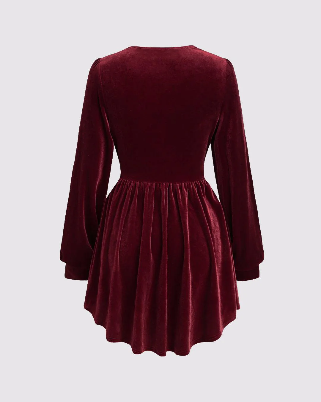 Velvet V-neck Solid Mini Dress - Image 2