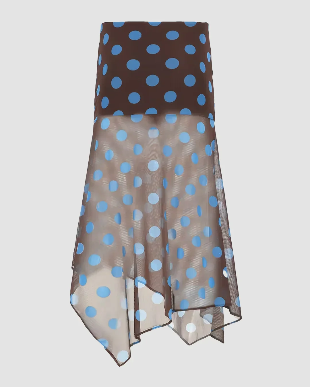 Vintage Polka Dot Print Asymmetrical Flared Hem Skirt - Image 4