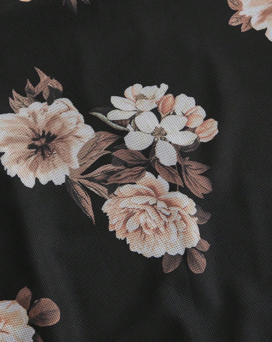 Sleeveless V-Neck Floral Midi Printed Dress - Image 4